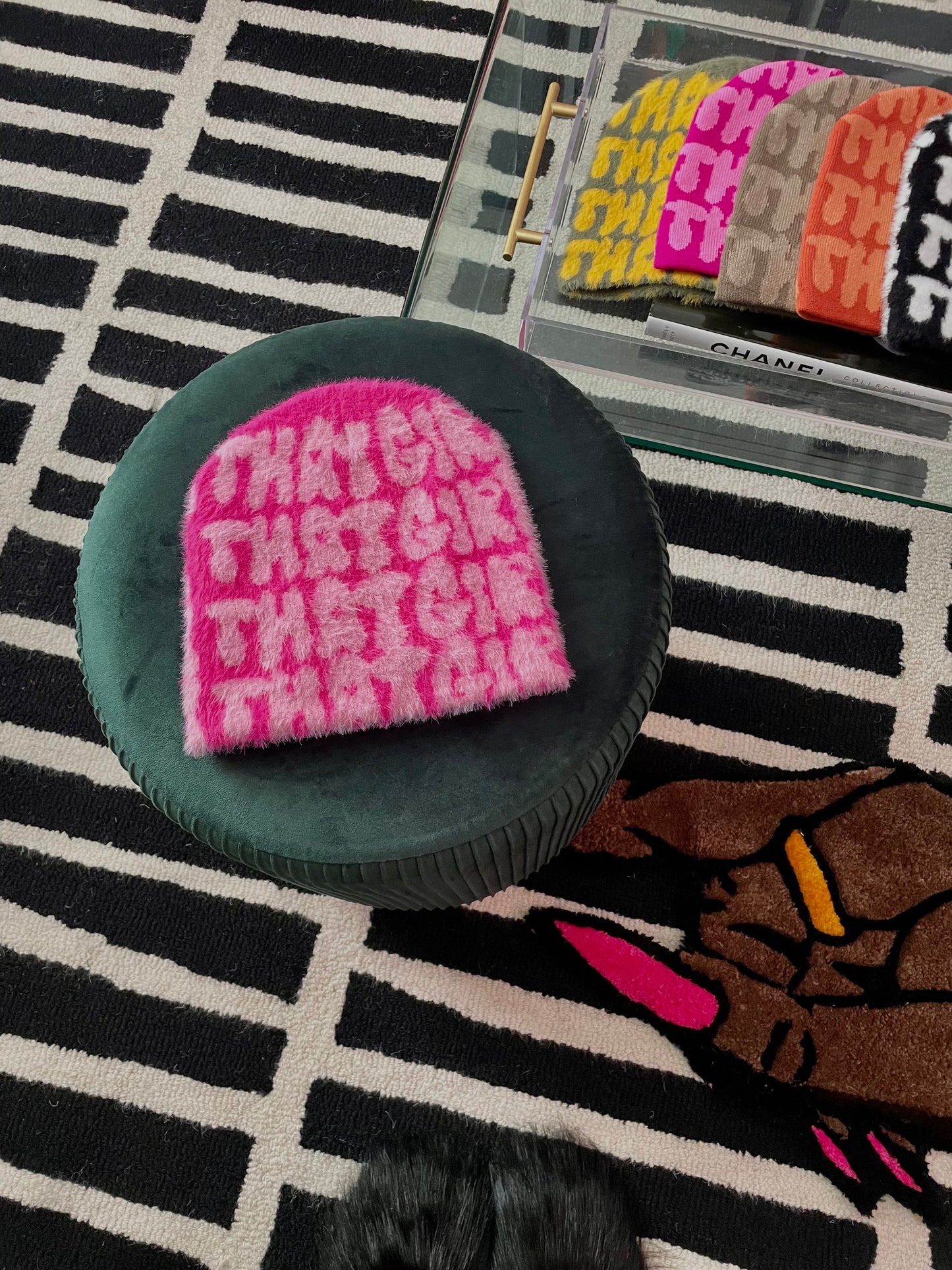 Hot Pink/ Light Pink Beanie (mohair)