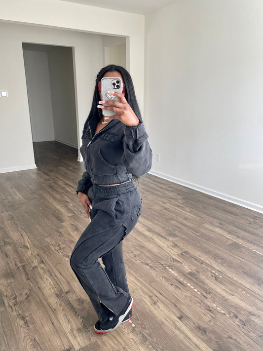 Cropped Hoodie Sweatsuit Set