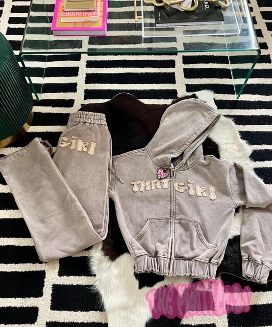 Vintage Ash Brown (Taupe) Sweatsuit Set