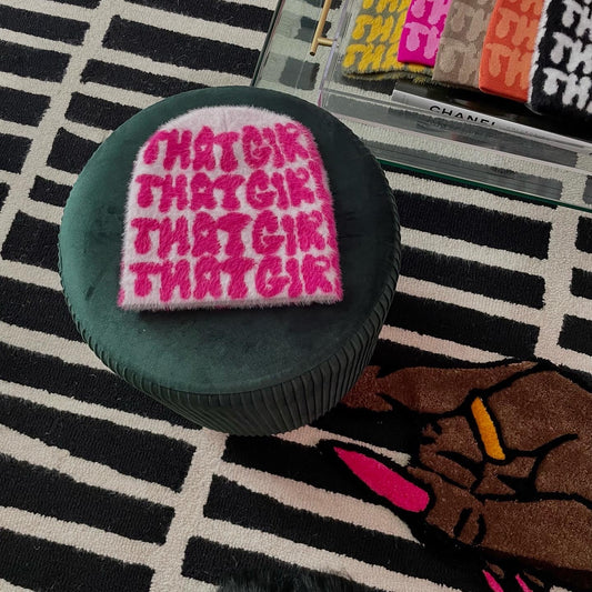 Pink/White Beanie (mohair)