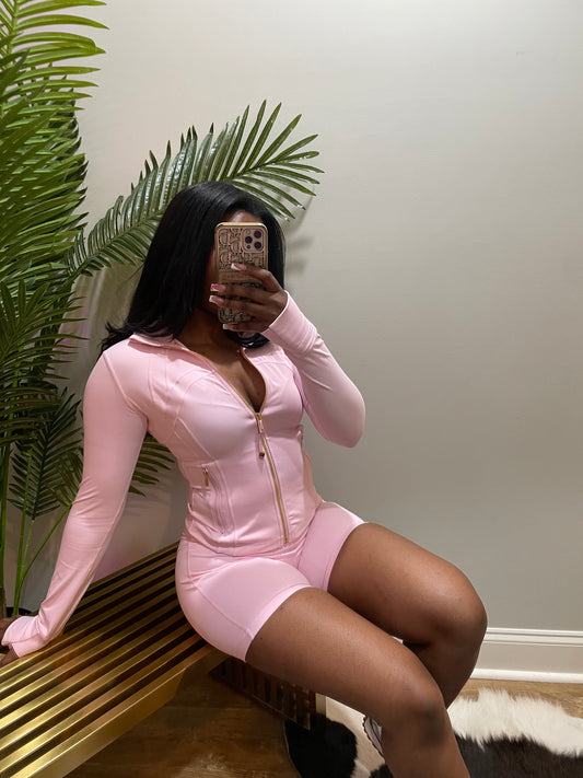 Baby Pink Athletic Set (Jacket + Shorts)